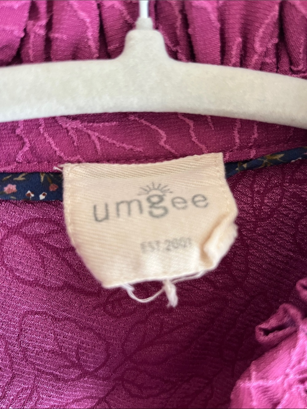 Umgee Purple Floral Lace-Trim Puff Sleeve Top - Picture 2 of 4